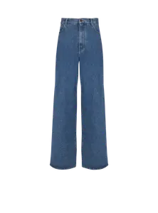 Широкие джинсы из голубого денима Balmain