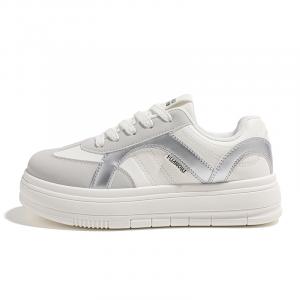 HUANQIU Износостойкие, легкие и дышащие низкие кроссовки для скейтбординга, женские, бежево-серебристые