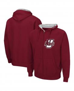 Мужская худи maroon umass minutemen arch logo 3.0 с молнией во всю длину Colosseum