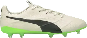 Бутсы Puma King Platinum 21 Vegan FG AG Ivory Glow Green Glare, кремовый