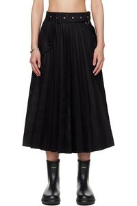 Хлопковая габардиновая юбка миди Sacai, черный