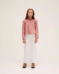 Детская блузка кирпичного цвета с геометрическим принтом Dadati