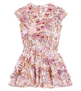 Платье Camila с принтом и оборками Poupette St Barth Kids, Pink Savana Svk