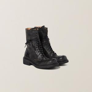 Кожаные ботильоны на шнуровке Miu Miu, черный