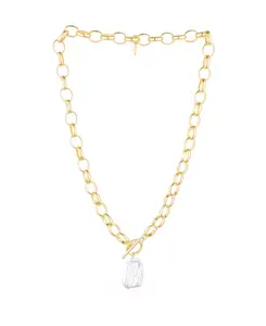 Подвеска из искусственного жемчуга и ожерелье с покрытием из 18-каратного золота Ettika, gold