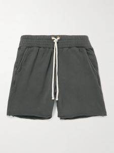 Шорты из хлопкового джерси с флисовой изнанкой, окрашенные в готовом виде, на завязках LES TIEN, серый