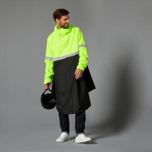 Велосипедный дождевик City 560 видимость днем ​​и ночью черный/неоново-желтый BTWIN, неоновый желто-зеленый / черный
