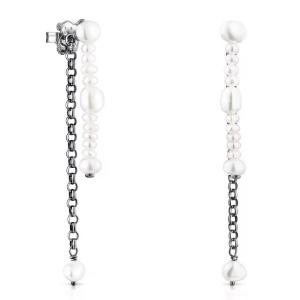 Серьги Tous Virtual Garden, темное серебро/жемчуг