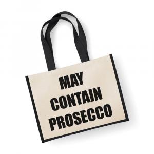 Большая джутовая сумка может содержать черную сумку с просекко New Mum 60 SECOND MAKEOVER, черный