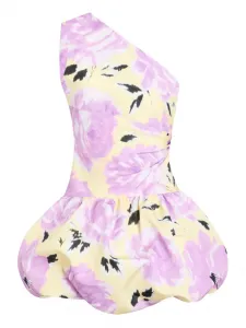 Платье мини на одно плечо с цветочным принтом Patou, желтый