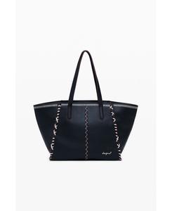 Большая женская сумка-шоппер с прострочкой Desigual, Black