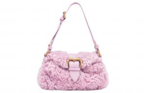 Полиэстеровая женская сумка через плечо с кожаными вставками, светло-фиолетовая PINKO