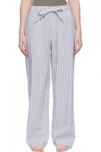 Tekla Пижамные штаны из белого и синего поплина