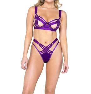 Бондажный комплект бюстгальтера в полоску, 2 предмета, фиолетовый Roma Confidential