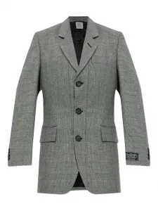 Клетчатый пиджак на пуговицах Vetements, серый