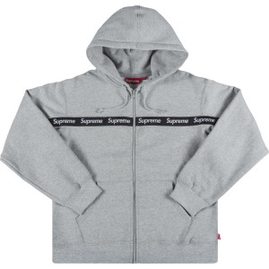 Толстовка Supreme Text Stripe Zip Up Hooded Sweatshirt 'Grey', серый