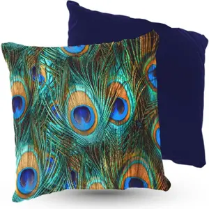 Подушка велюровая PREMIUM с павлиньими перьями, 40 х 40 см, декоративная с наполнителем, для гостиной, спальни или в подарок, 5 шт. 5made