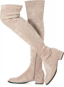 Женские ботфорты N.N.G выше колена, низкий каблук, зимние, замшевые, бедро высокие, массивные, длинные, удобные, 1 Inch Heel Taupe