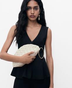 Женский топ с баской из лиоцелла MANGO, Black