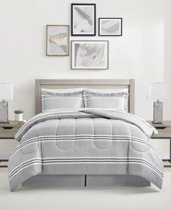Комплект постельного белья Aiden в полоску, 8 предметов Macy's, Light Gray