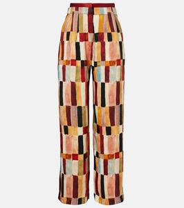 Брюки-палаццо x LRNCE Marjorelle из льна и шёлка с принтом Alémais, Multi