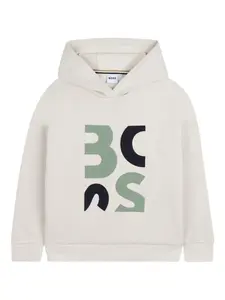 Худи с логотипом BOSS Kidswear, бежевый