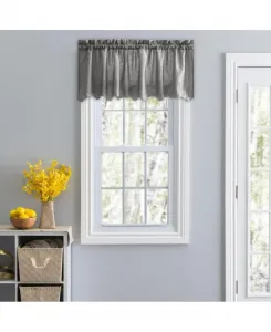 Декоративный ламбрекен Portland из мятой тафты с карманом для карниза - 122 x 38 см, серый Ellis Curtain