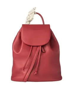 Рюкзак из искусственной кожи с завязками и декоративным шарфом. Manila Grace, красный