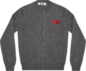 Кардиган Comme des Garçons PLAY Wool Layered Double Heart Cardigan 'Grey', серый