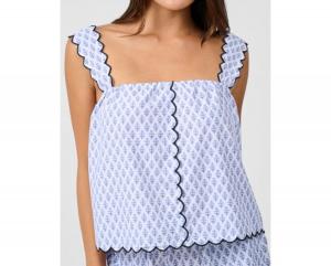 Женская майка с фестончатым краем и застежкой на пуговицы спереди WeWoreWhat, Baby blue multi