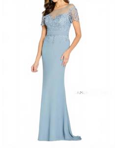 Вечернее платье Illusion Bateau с кружевом в цвете Cloud Cameron Blake