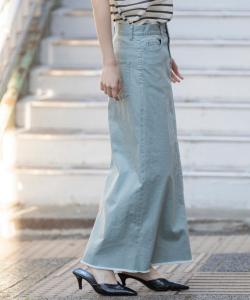 Длинная обтягивающая юбка из пыльного денима