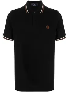 Хлопковая рубашка-поло с вышитым логотипом Fred Perry, черный