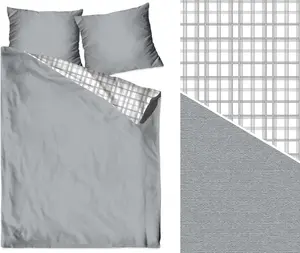 Постельное белье, постельное белье из хлопка 200х220 Чарли серый в клетку Greno