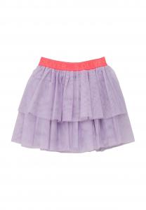 Юбка многоярусная, с накладкой из сетки, короткая, детская S.Oliver, цвет 4704 Lilac/ Pink