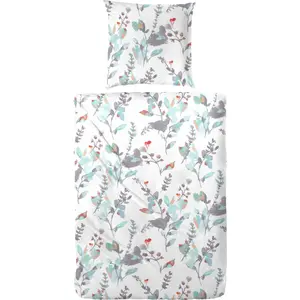 Постельное белье Primera «Перезвон ветра» с завитками живых цветов, белый/серый