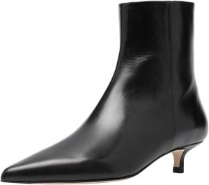 Женские ботильоны FOWT с заостренным носком, молния сбоку, низкий каблук «киска», короткие ботинки, удобные для ежедневной зимней и осенней носки, туфли под платье, размеры US 4-16, Black