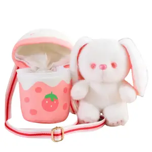 Плюшевая кукла милый кролик медвежонок, сумка через плечо в виде молочного чая с кроликом, высота 25см Fluffy bear