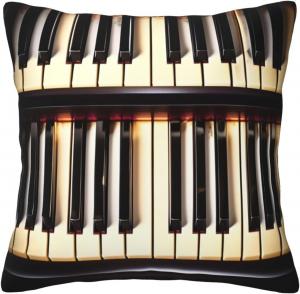 Ogniwo Подушка с клавишами пианино и нотами, мягкая квадратная наволочка Piano Keys With Musical Notes