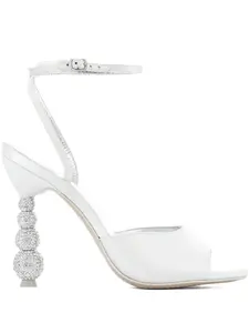 Босоножки Natalia с кристаллами на каблуке 100 мм Sophia Webster, белый
