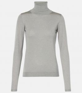 Водолазка из смеси кашемира и шелка Brunello Cucinelli, Grigio