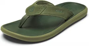 Мужские кожаные сандалии OLUKAI Pili, элегантный и универсальный дизайн, удобные и водонепроницаемые ремешки, поддержка свода стопы и для повседневной носки, темно-зеленый
