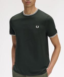 Футболка с двойной отделкой FRED PERRY, темно-зеленый