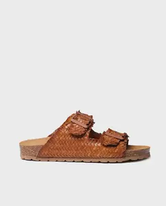 Женские кожаные сандалии на плоской подошве с пряжками Toni Pons, коричневый