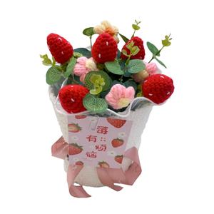 Вязаная кукла из пряжи с фруктово-цветочным букетом подсолнухов, высота 34см Brangdy