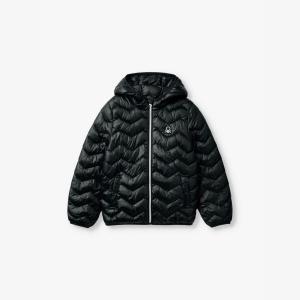 Утепленная куртка с капюшоном и вышитым логотипом 6-14 лет Benetton, черный