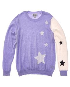 Осенний кашемировый свитер с жаккардовым узором и цветными блоками из смеси кашемира и звезд Autumn Cashmere, фиолетовый