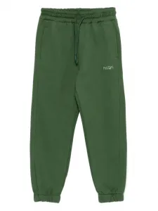 Спортивные брюки с боковыми карманами на манжетах и завязками MSGM Kids, зеленый