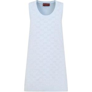 Платье без рукавов с монограммой GUCCI, светло-голубой