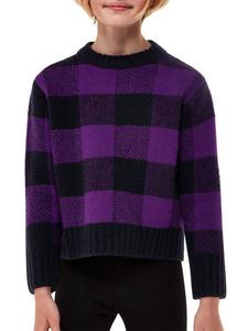 Детский джемпер в клетку из шерстяной смеси Whistles, Purple/Multi